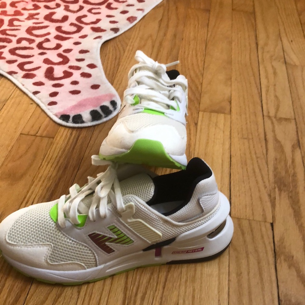 New Balance 997 White and Green Sneakers